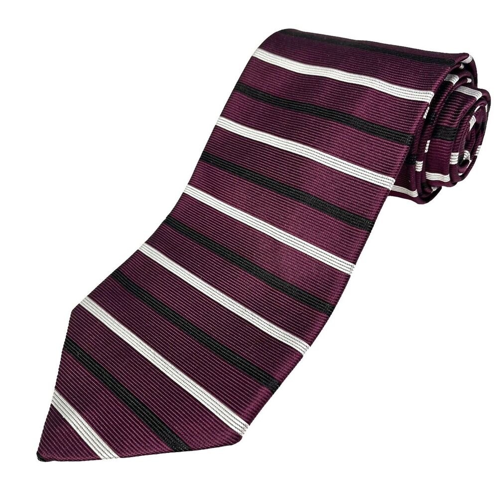 Brooks Brothers Makers Men’s Silk Repp Tie Maroon Stripe NeckTie